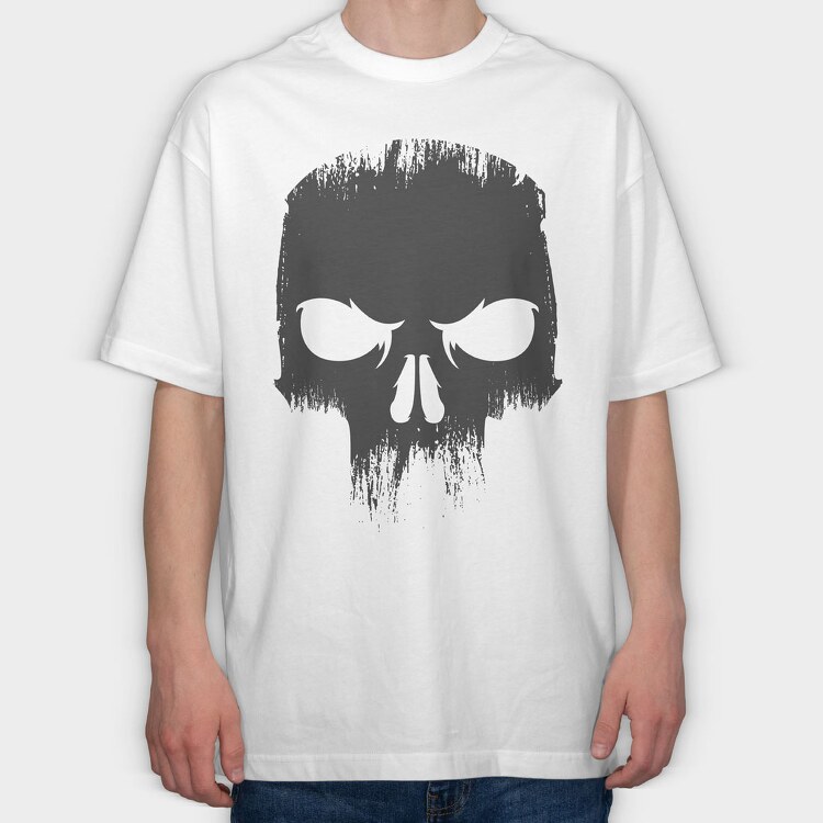 Angry Skull Black, Tricou Oversize Barbati (Unisex)