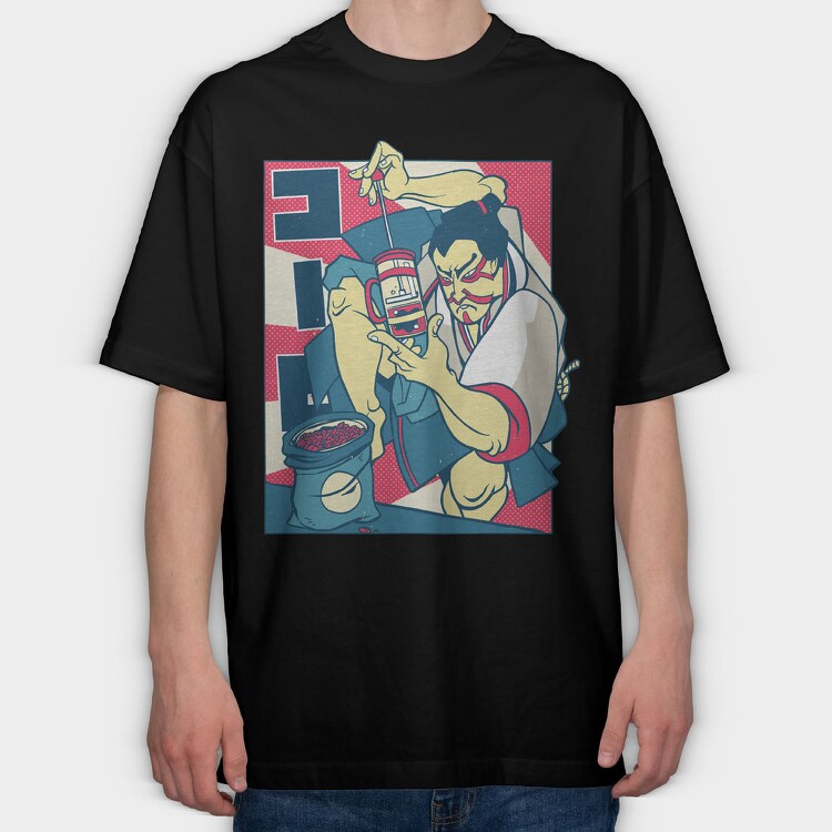 Samurai Coffee, Tricou Oversize Barbati (Unisex)