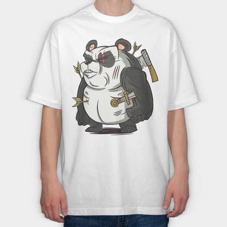 Panda Warrior, Tricou Oversize Barbati (Unisex)