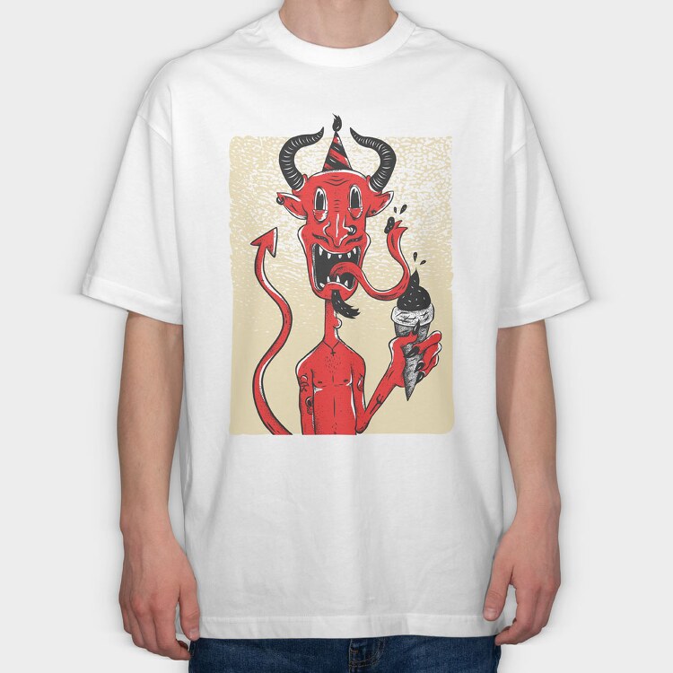 Devil Ice Cream, Tricou Oversize Barbati (Unisex)