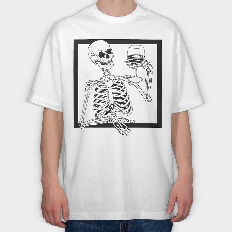 Skeleton Wine, Tricou Oversize Barbati (Unisex)