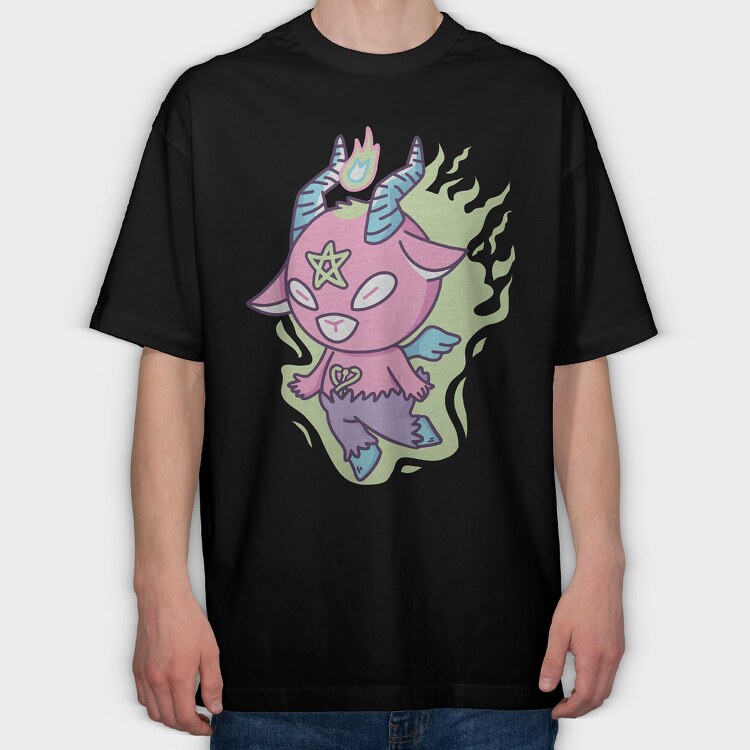 Cute Pastel Baphomet, Tricou Oversize Barbati (Unisex)