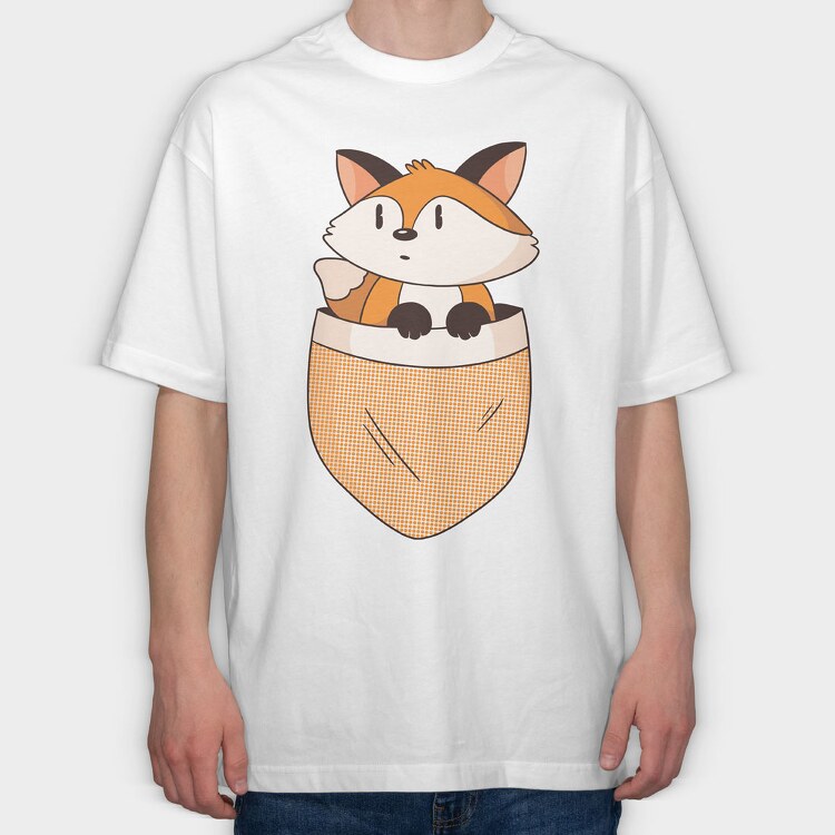 Pocket Fox, Tricou Oversize Barbati (Unisex)