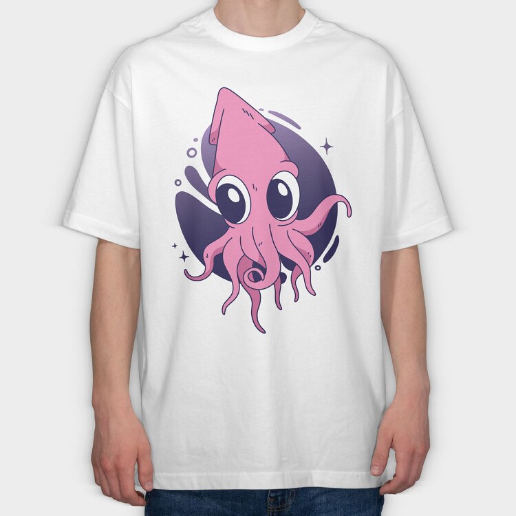 Cute Squid, Tricou Oversize Barbati (Unisex)