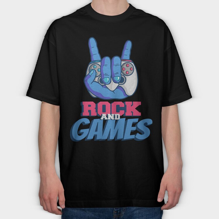 Rock And Games, Tricou Oversize Barbati (Unisex)