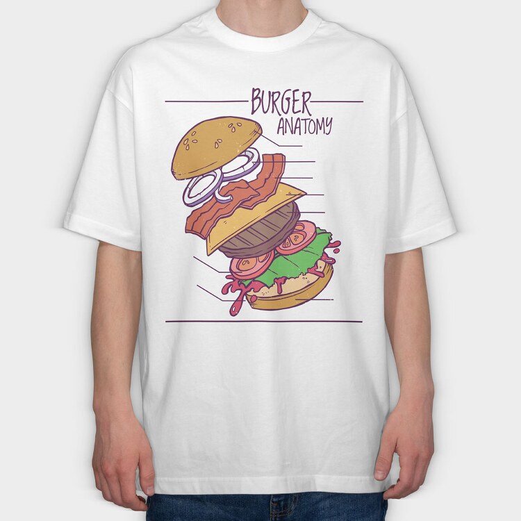 Burger Anatomy, Tricou Oversize Barbati (Unisex)
