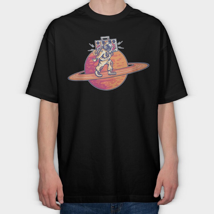 Astronaut Saturn, Tricou Oversize Barbati (Unisex)