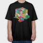 Melting Rubiks Cube, Tricou Oversize Barbati (Unisex)