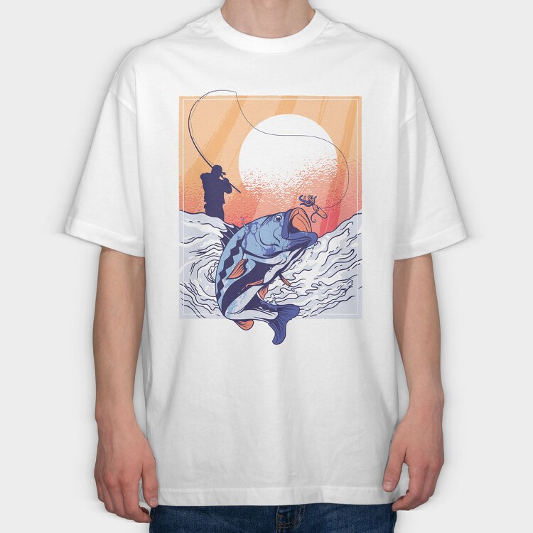 Fisherman Fish, Tricou Oversize Barbati (Unisex)