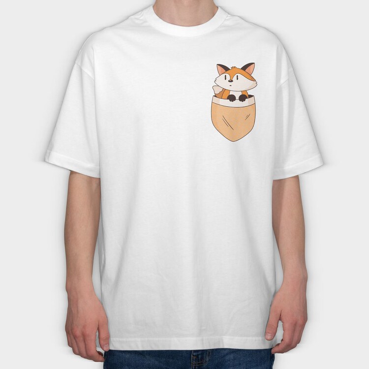 Pocket Fox, Tricou Oversize Barbati (Unisex)