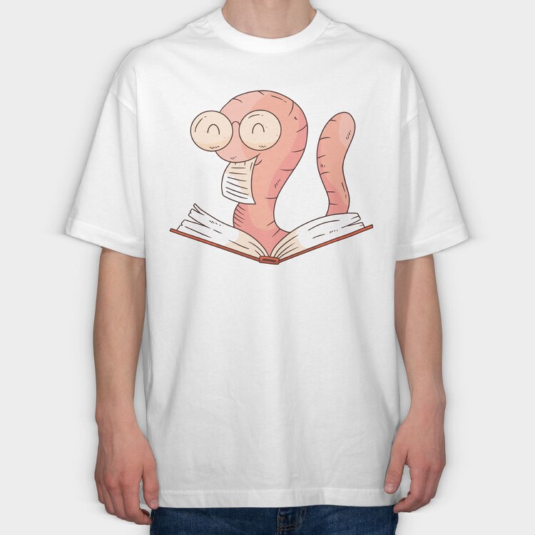 Reading Worm, Tricou Oversize Barbati (Unisex)