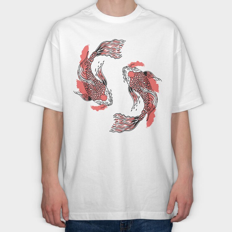 Fish Koi, Tricou Oversize Barbati (Unisex)