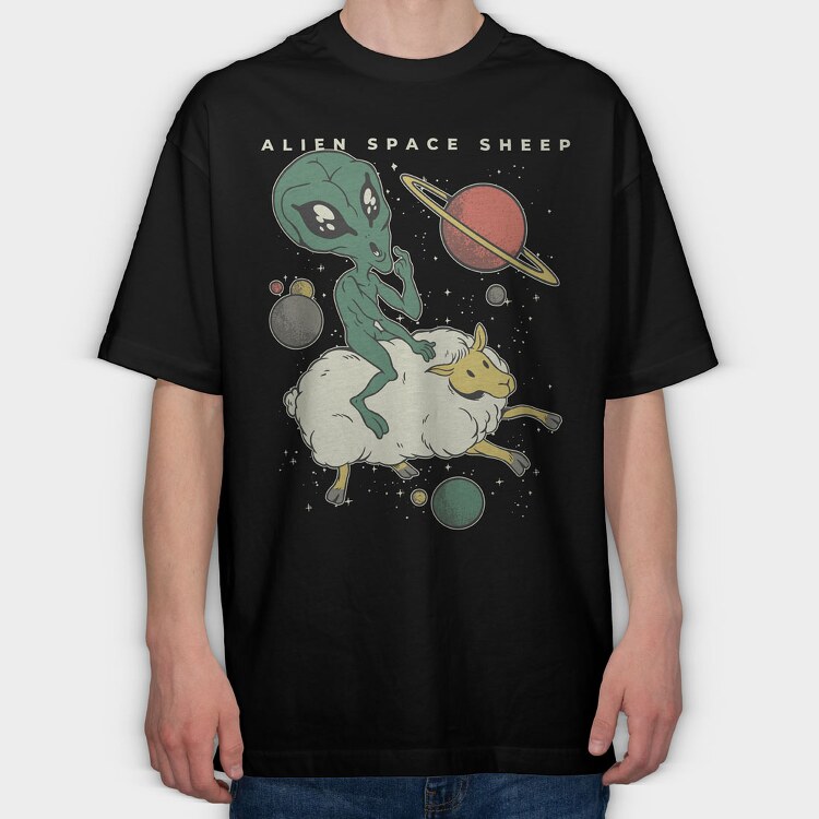 Alien On Sheep, Tricou Oversize Barbati (Unisex)