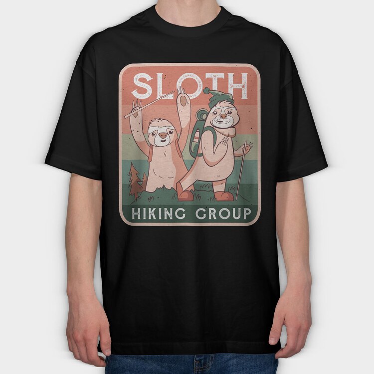 Sloth Hiking Group, Tricou Oversize Barbati (Unisex)