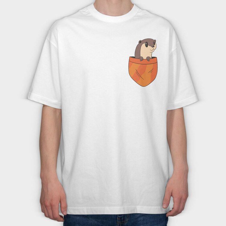 Pocket Otter, Tricou Oversize Barbati (Unisex)