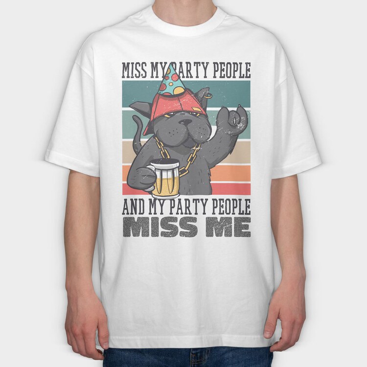 Party Cat, Tricou Oversize Barbati (Unisex)