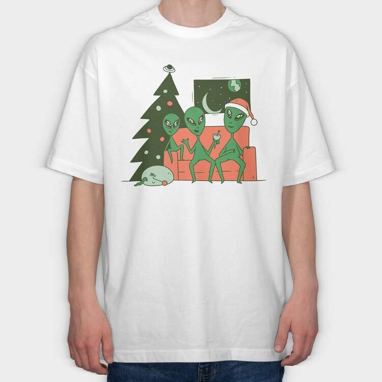 Alien Christmas, Tricou Oversize Barbati (Unisex)