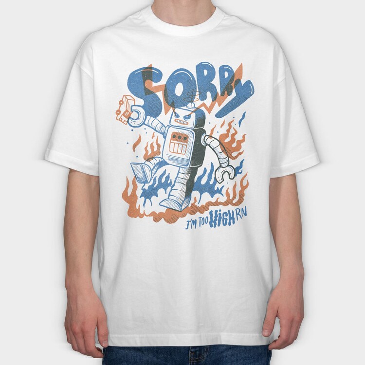 Robot Invasion 04, Tricou Oversize Barbati (Unisex)