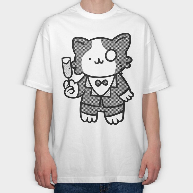 Tux Cat, Tricou Oversize Barbati (Unisex)