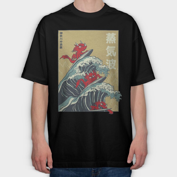 Big Wave Dragons, Tricou Oversize Barbati (Unisex)