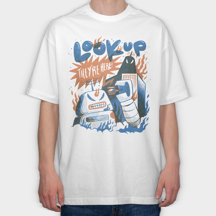 Robot Invasion 06, Tricou Oversize Barbati (Unisex)