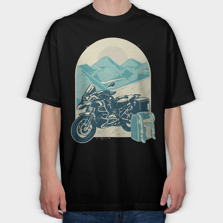 Motorcycle Adventure, Tricou Oversize Barbati (Unisex)