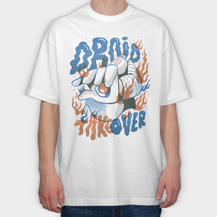 Robot Invasion 07, Tricou Oversize Barbati (Unisex)