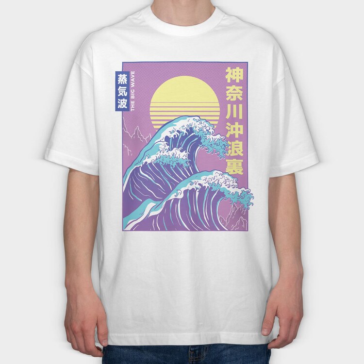 Big Wave Vaporwave, Tricou Oversize Barbati (Unisex)