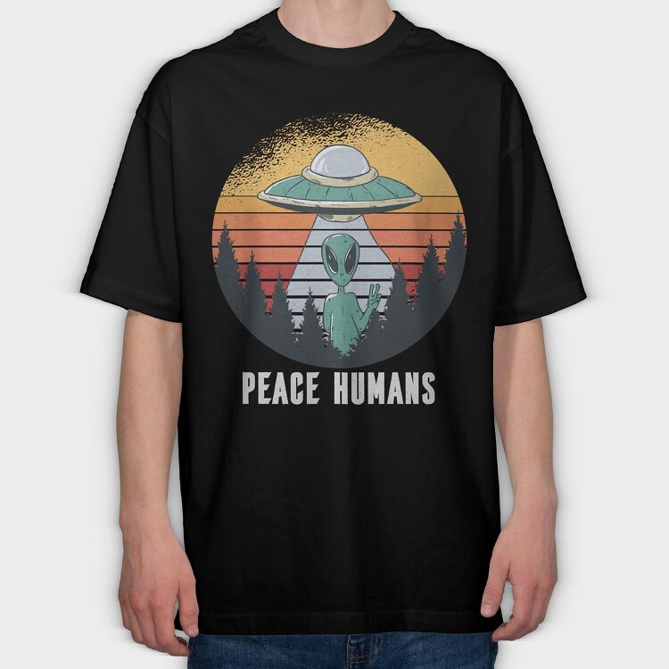 Peace Humans, Tricou Oversize Barbati (Unisex)