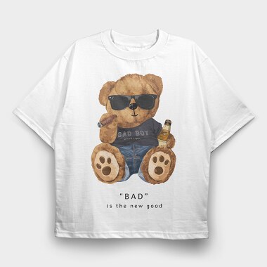 Bad Boy Bear Vibes, Tricou Oversize Barbati (Unisex)