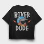 Biker Dude Helmet Flash, Tricou Oversize Barbati (Unisex)