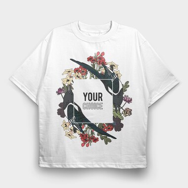 Bird Bloom Frame, Tricou Oversize Barbati (Unisex)