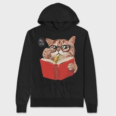 Cat Book Meow, Hanorac Oversize Barbati (Unisex)