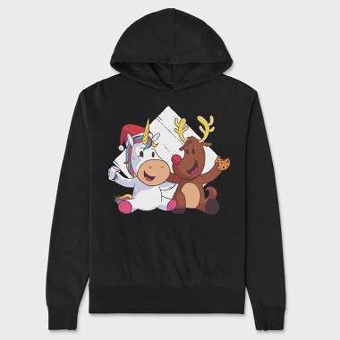Unicorn Deer Christmas, Hanorac Oversize Barbati (Unisex)