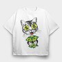 Cat Money Eyes, Tricou Oversize Barbati (Unisex)