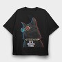 Cat Movie Time, Tricou Oversize Barbati (Unisex)