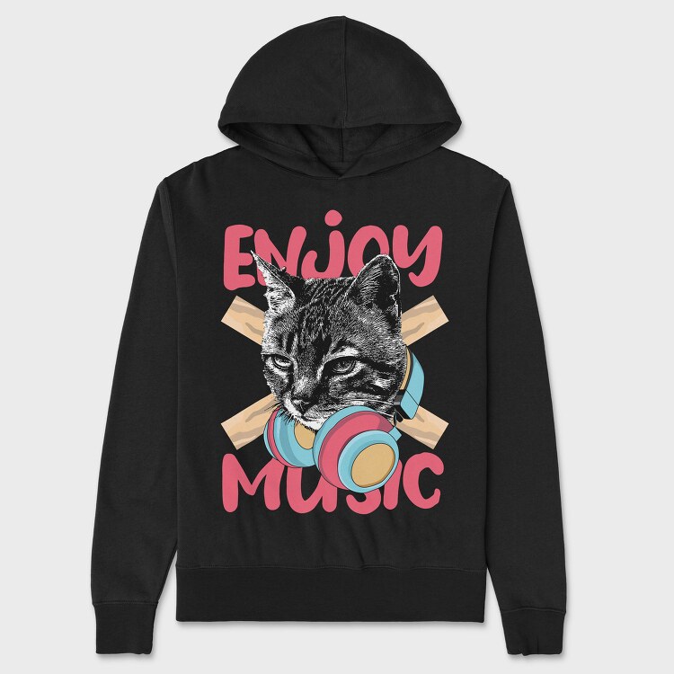 Cat Music Vibes, Hanorac Oversize Barbati (Unisex)