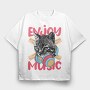 Cat Music Vibes, Tricou Oversize Barbati (Unisex)