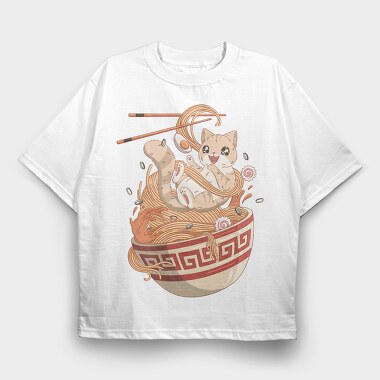 Cat Noodle Dreams, Tricou Oversize Barbati (Unisex)