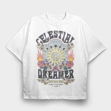 Celestial Dreamer Blooms, Tricou Oversize Barbati (Unisex)