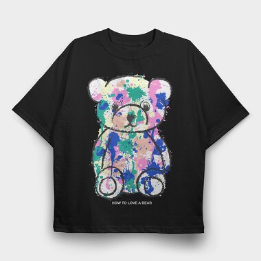 Color Splash Bear, Tricou Oversize Barbati (Unisex)
