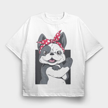 Bulldog Bandana Chic, Tricou Oversize Barbati (Unisex)