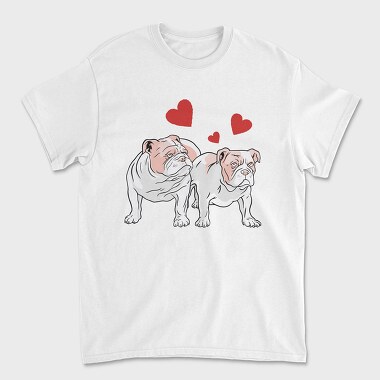 Bulldog Love Hearts, Tricou Barbati (Unisex)