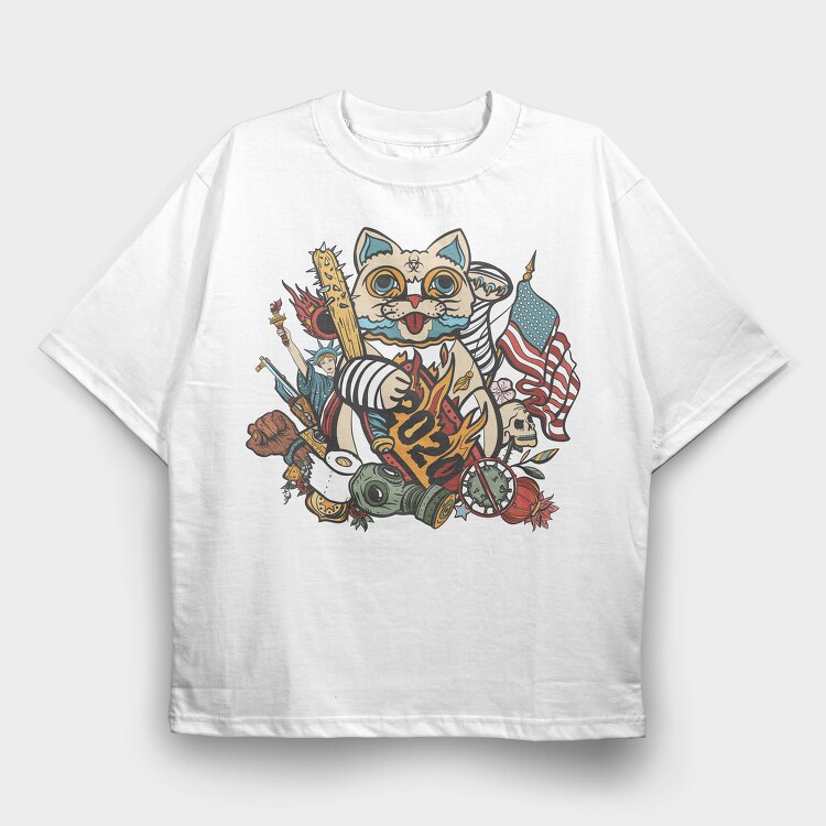 Cat Rebellion 2020, Tricou Oversize Barbati (Unisex)
