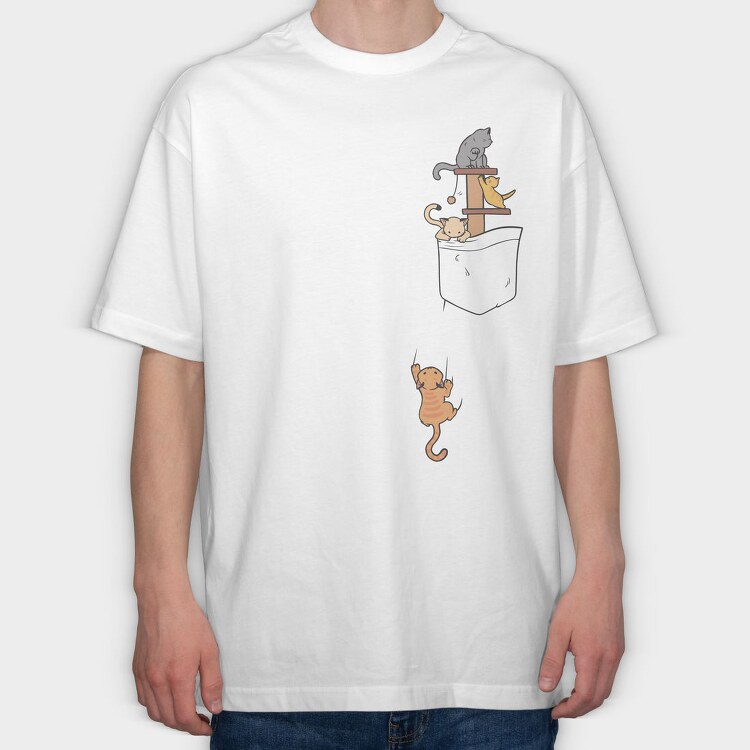 Pocket Cats, Tricou Oversize Barbati (Unisex)