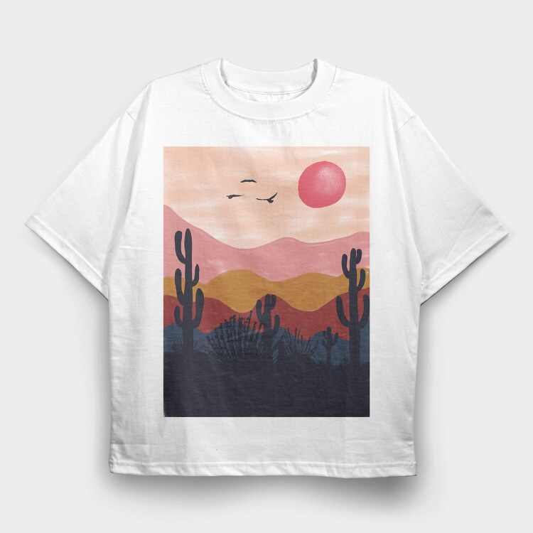 Desert Sunset Vibes, Tricou Oversize Barbati (Unisex)
