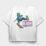 Dino Skate Ride Everyday, Tricou Oversize Barbati (Unisex)