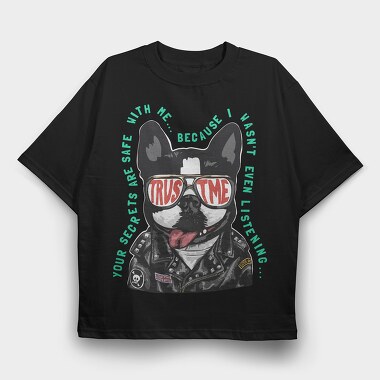 Doggy Cool Biker, Tricou Oversize Barbati (Unisex)