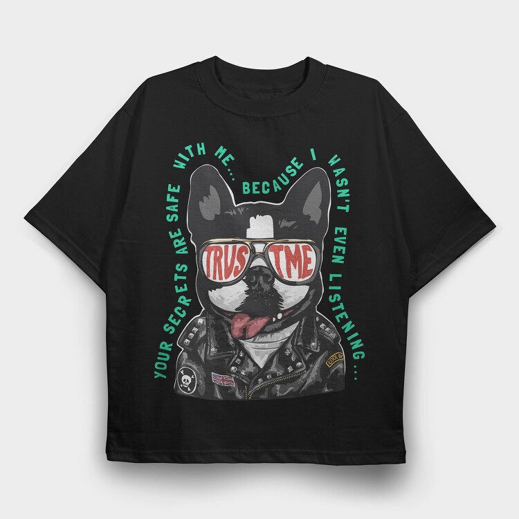 Doggy Cool Biker, Tricou Oversize Barbati (Unisex)