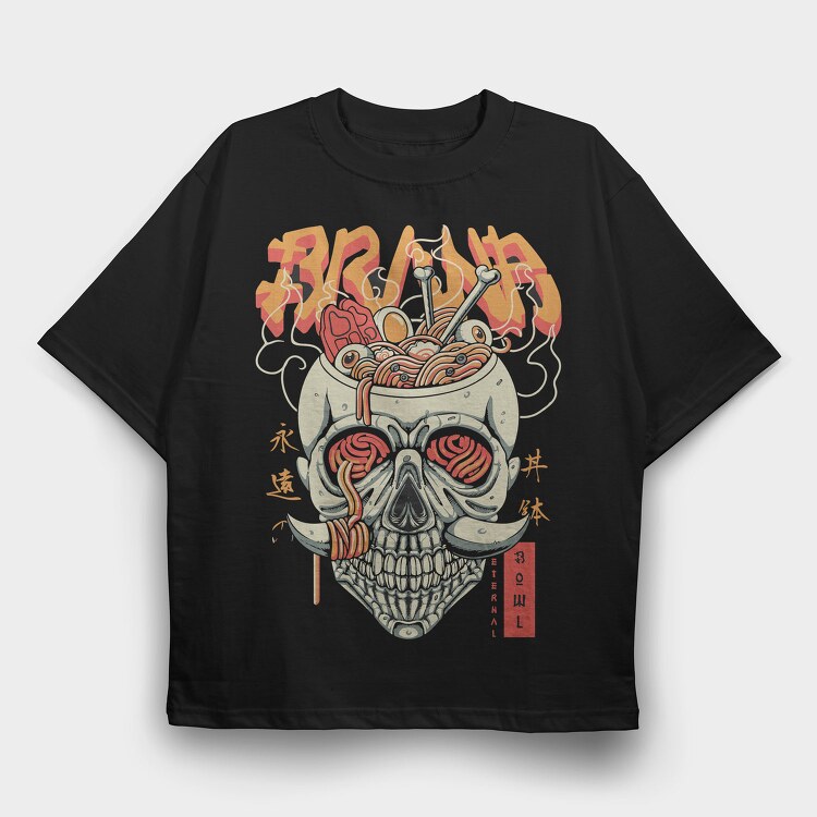 Eternal Noodle Skull, Tricou Oversize Barbati (Unisex)